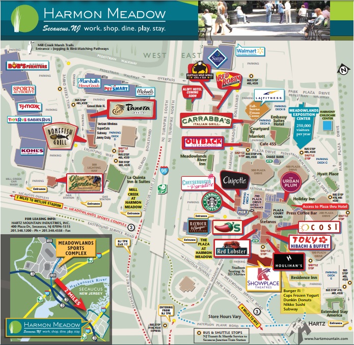 Harmon Meadow store list, hours, (location Secaucus, New Jersey